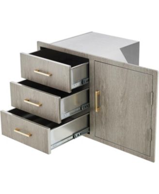 PeakPursuit Stainless Steel Outdoor Kitchen Door Drawer Combo - Triple Drawers & Access Door, Propane Storage & Adjustable Garbage Ring