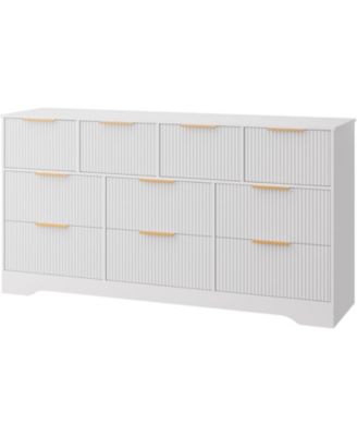 Fluted Dresser for Bedroom with 10 Drawers, 59" Wide Modern Chest of Drawers with Wood Frame , Storage Organizer
