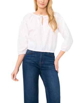 Women's Split Tie Neck Bubble Blouse