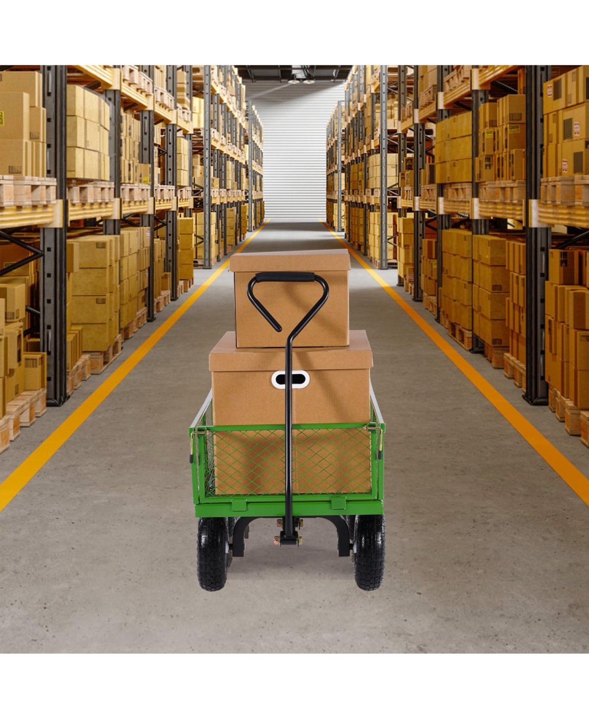 Sugift Heavy-Duty Utility Wagon with Removable Sides & 180° Handle