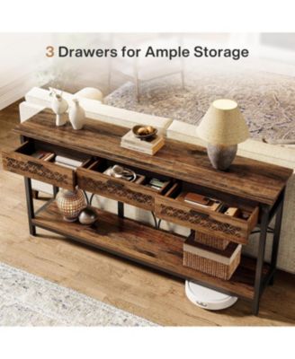 70.9-Inch Extra Long Console Table with Drawers, Entryway Table with Storage for Entryway, Living Room, Foyer, Unique Design