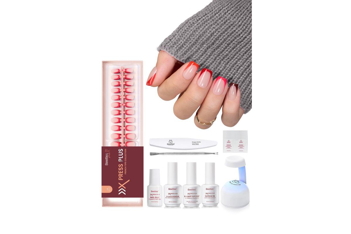 Beetles X Press Short Square French Tip Press On Nails Kit, 160 Pc.