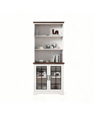 5-Tier Adjustable Storage Bookshelf with Cabinet-Adjustable 72" Tall bookcase for Living Rooms and Offices