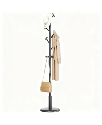 Solid Rubberwood Coat Rack: 10 Hooks, Tree Design, Sturdy, Easy Install, Modern