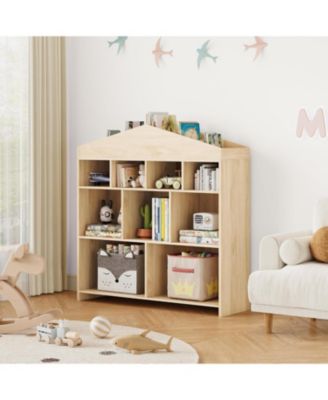 Toy Storage Organizer, 9 Cubby Kids Bookshelf and Playhouse Cabinet