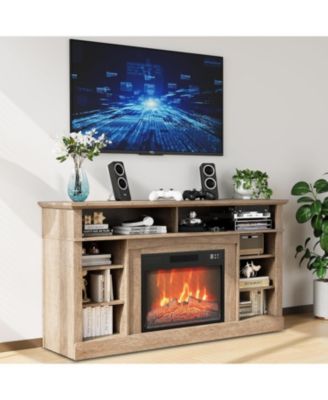 58-Inch Fireplace TV Stand with 23-Inch Electric Fireplace & Remote Control, Modern Entertainment Center for TVs Up to 65 Inches