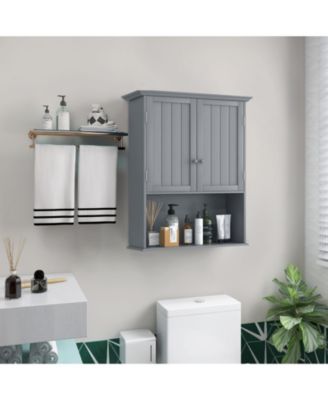 2-Door Wall-Mount Bathroom Storage Cabinet with Open Shelf