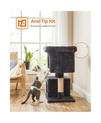 26.4-Inch Cat Tower with 2 Cat Caves, Scratching Posts, Compact Indoor Cat Tree