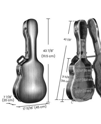 ABS Acoustic Guitar Case with Backpack Straps & Stand Kit Fits for 41" Lockable Hardshell Carrying Case