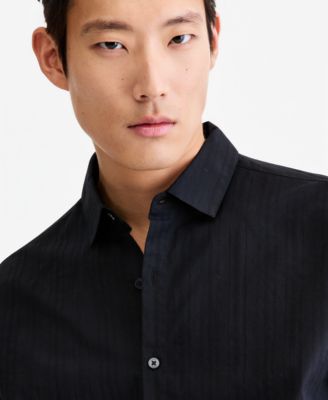 Men's Short-Sleeve Solid Texture Shirt