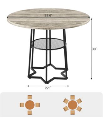 Kitchen Table Round Dining Table for 4 39 inch Wood Dining Room Tables for Dining Room, Home Office, Living Room