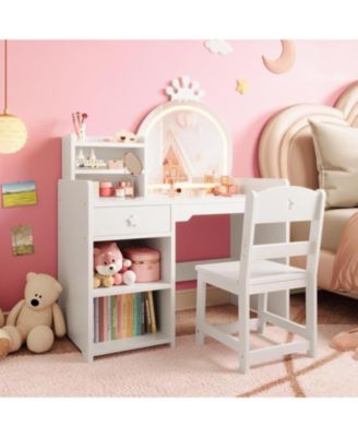 2-in-1 Princess Vanity Set, Girls  Perfect Gift Makeup Desk & Chair Combo