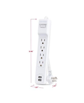 P406U 4-Outlet Home/Office Surge Protector with 2x USB-A Port, White