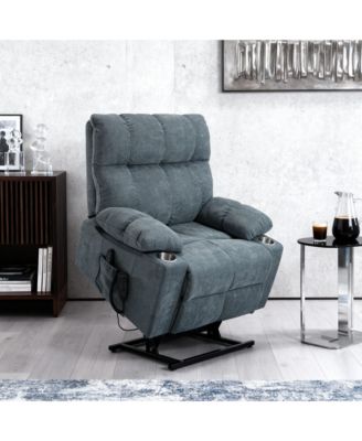 Dual Motor Infinite Position Up to 350 LBS Chenille Power Lift Recliner Chair