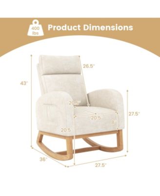 Upholstered Nursery Rocking Chair with Natural Wood Frame