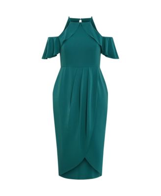 Women's Plus Size Love Siren Ruffle Shoulder Dress