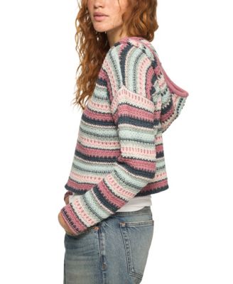 Women's Crochet Baja Striped Hoodie