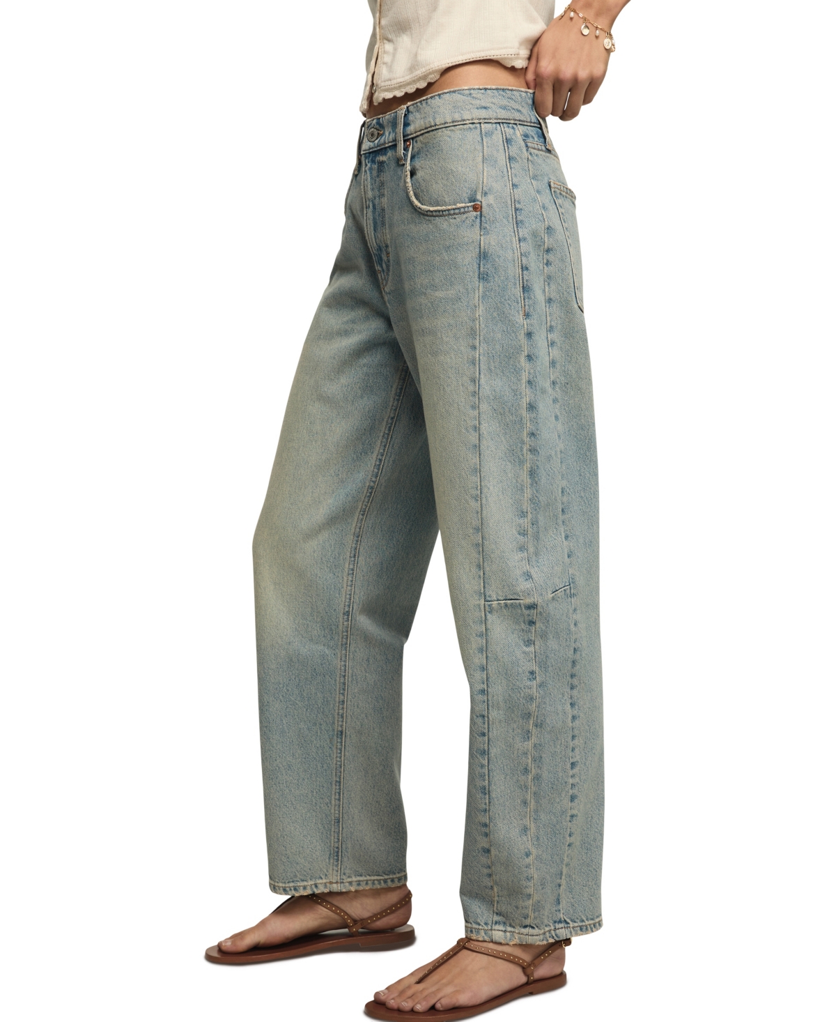 Lucky Brand Women's Barrel Leg Mid-Rise Ankle Jeans