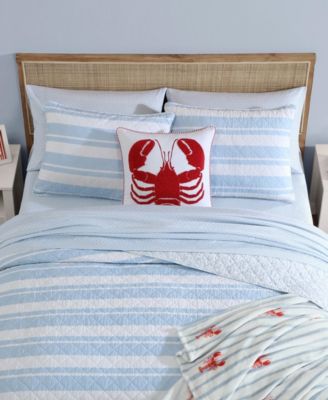 Seafront Stripe Cotton Reversible 3-Pc. Quilt Set, Full/Queen