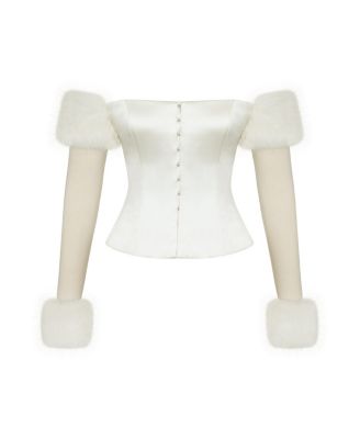 Women's Nola Off-Shoulder Fur Trimmed Top