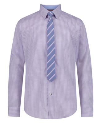 Boys' 8-20 Long-Sleeve Stretch Mini Gingham Shirt