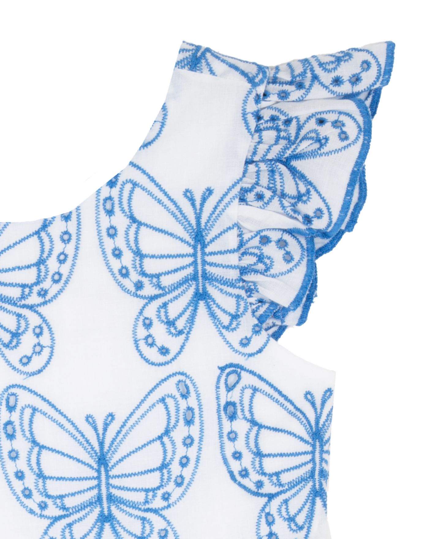 Платье Rare Editions Eyelet Flutter-Sleeve Dress для девочек, цвет: Королевский синий — фото 3