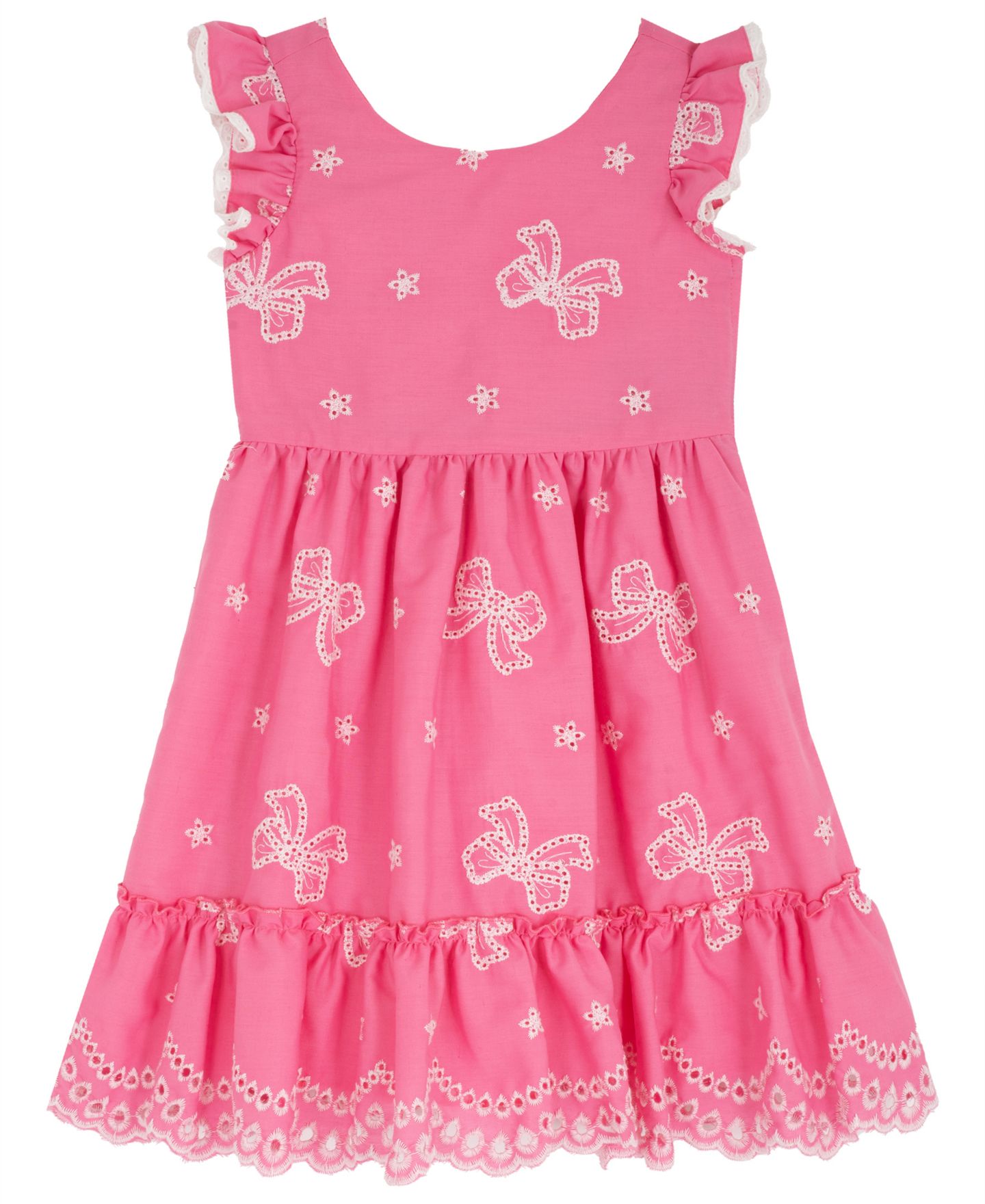 Платье Rare Editions Cross Back Detail Bow Eyelet Dress для девочек, цвет: Розовый — фото 4