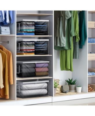 4 Pack Foldable Large Clear Plastic Bags with Zipper & Carry Handles - Great for Clothes, Blankets, Closets, Bedrooms, and more