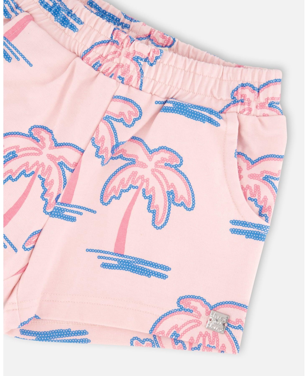 Deux par Big Girls French Terry Shorts Palm Print