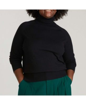 Women's Plus Size Savvy Fine Knit Raglan Turtleneck