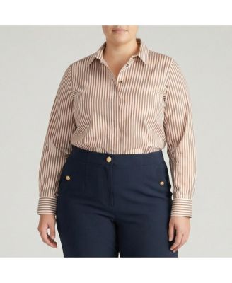Women's Plus Size Elbe Popover Stretch Poplin Shirt