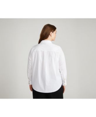 Plus Size Popover Stretch Poplin Shirt Classic Fit