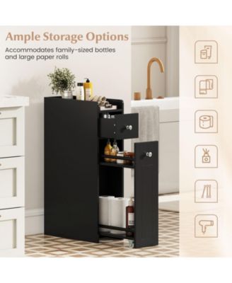 Small 4-Tier Bathroom Storage Cabinet with Slide-Out Drawers and Casters