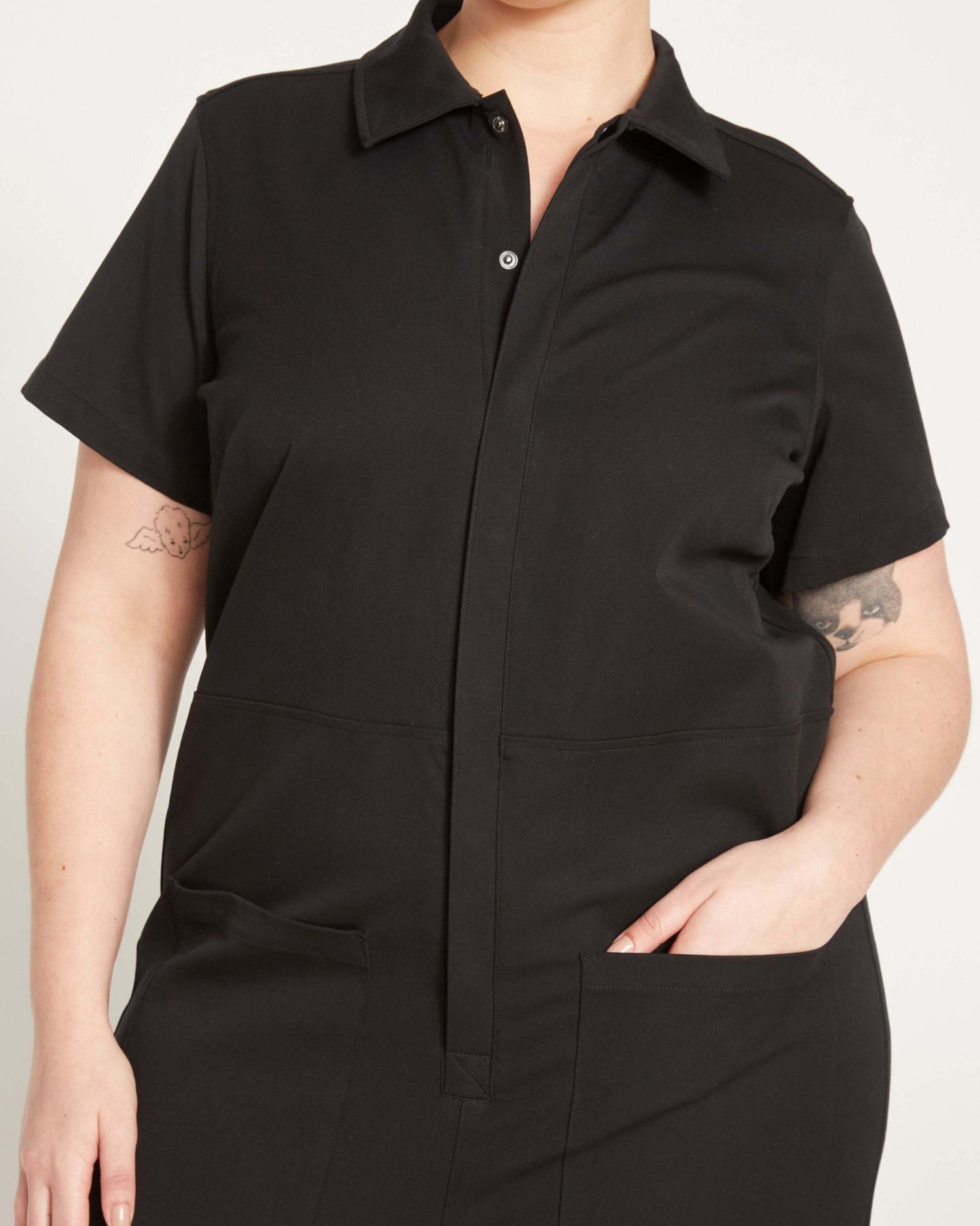Женский комбинезон Universal Standard Kate Stretch Cotton Twill Jumpsuit, цвет: Чёрный — фото 5