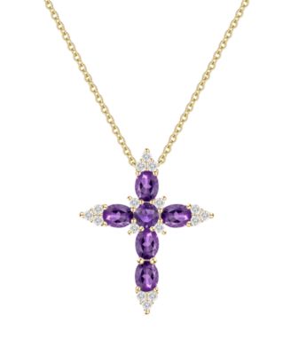 Multi-Gemstone Pendant Necklace in 14k Gold Over Sterling Silver (Also in Sterling Silver)