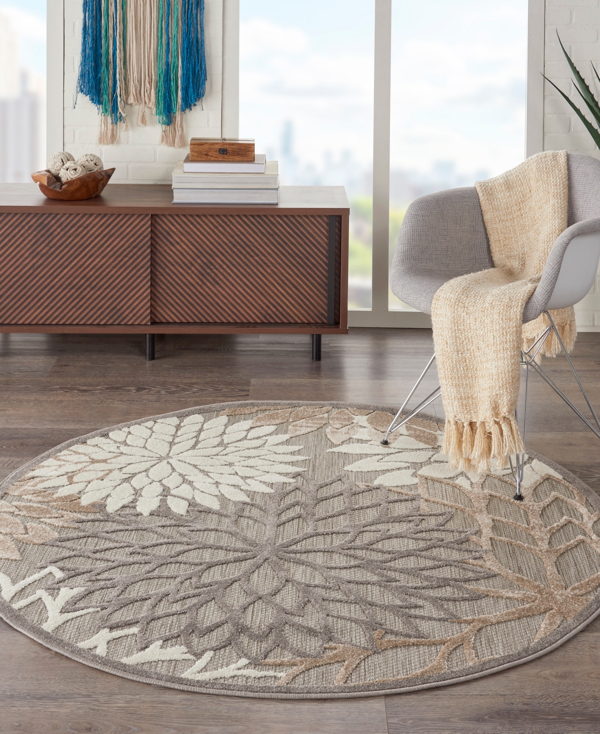Nourison Home Aloha ALH05 5'3" x Round Outdoor Area Rug