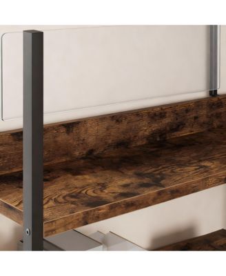 5-Tier Storage Bookshelf, Corner Design, Edge Protection, Stable, Easy Assembly-Metal Frame for Living Room, Bedroom, Office