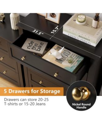 Drawers Dresser for Bedroom, Farmhouse Tall Wood Chest of Drawers for Clothes, Big Storage Dressers Organizer