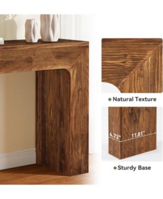 43.3" Solid Wood Console Table, Farmhouse Entryway Table with Double Base for Living Room, Behind Couch, Hallway & Foyer (Vintage)