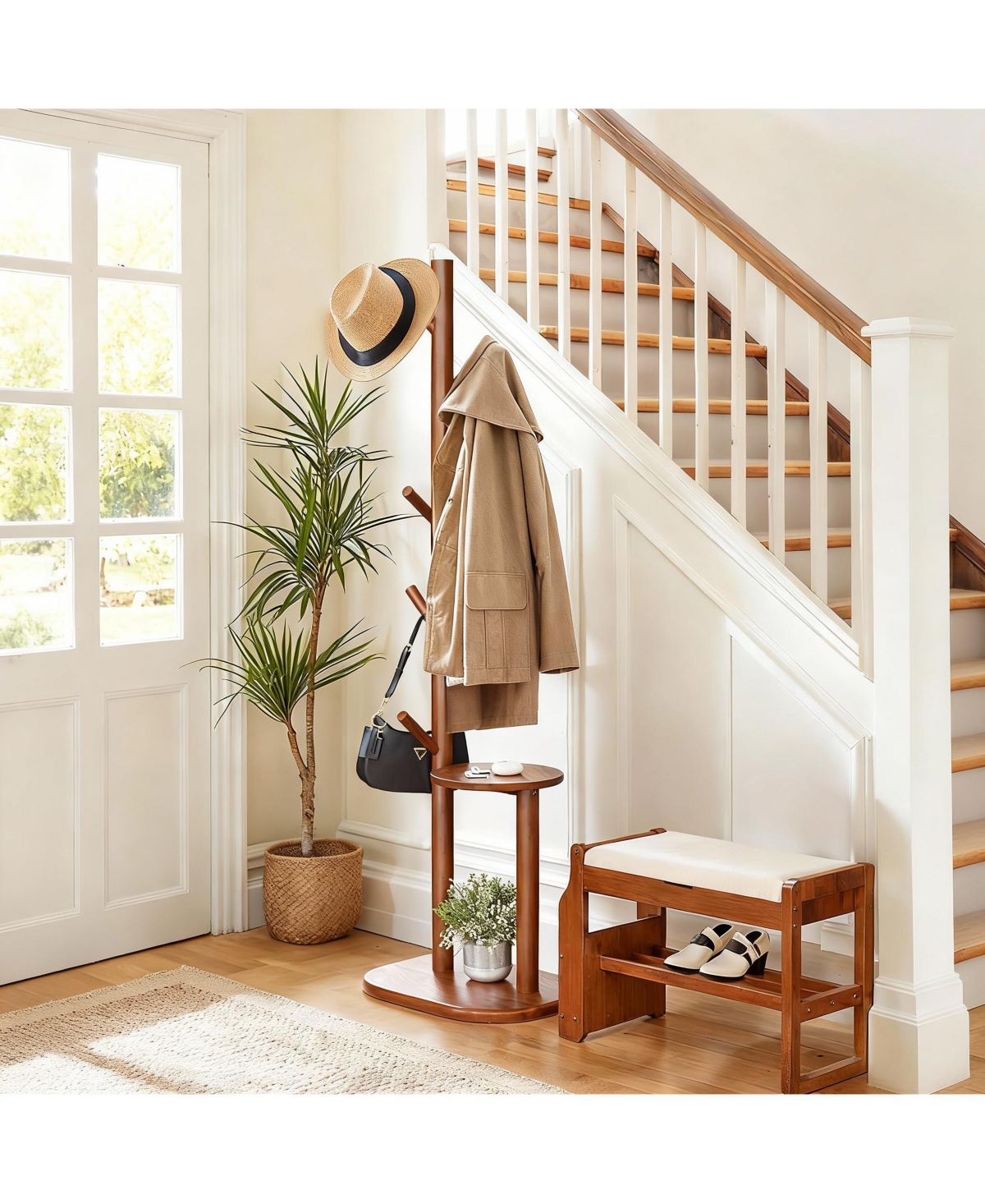 Yigii Sturdy 8-Hook Metal Coat Rack with Weighted Base for Entryway, Bedroom