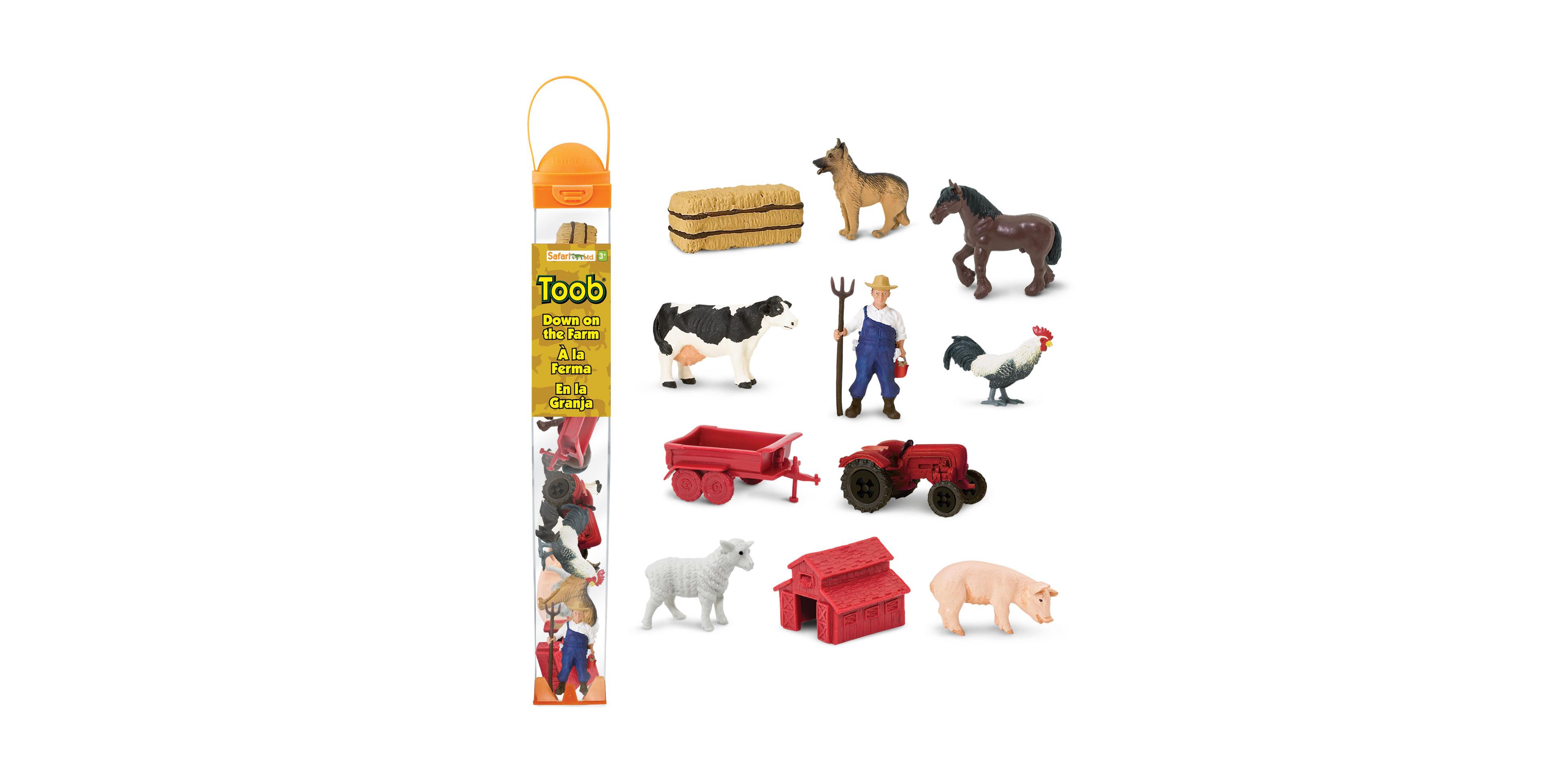 Safari Ltd. Down on the Farm Toob with 11 Hand Painted Farm Figures