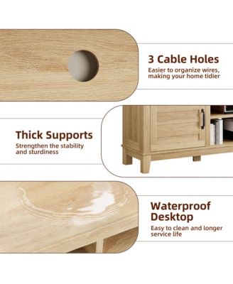 63" Rustic Farmhouse TV Stand for 70" TVs, Media Console with Height-Adjustable Shelves