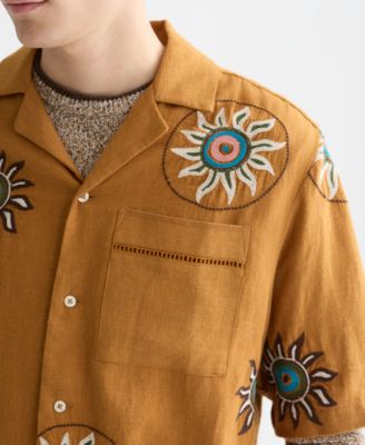 Men's Embroidered Regular-Fit Short-Sleeved Shirt