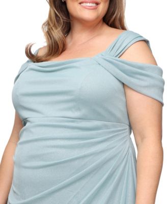 Plus Size Draped Cold-Shoulder Dress