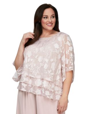 Plus Size 3/4-Sleeve Scoop Neck Top