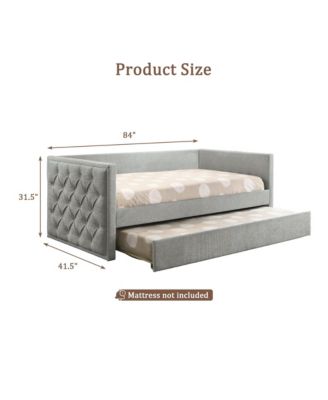 Modern Upholstered Trundle Daybed with Diamond Button Tufting