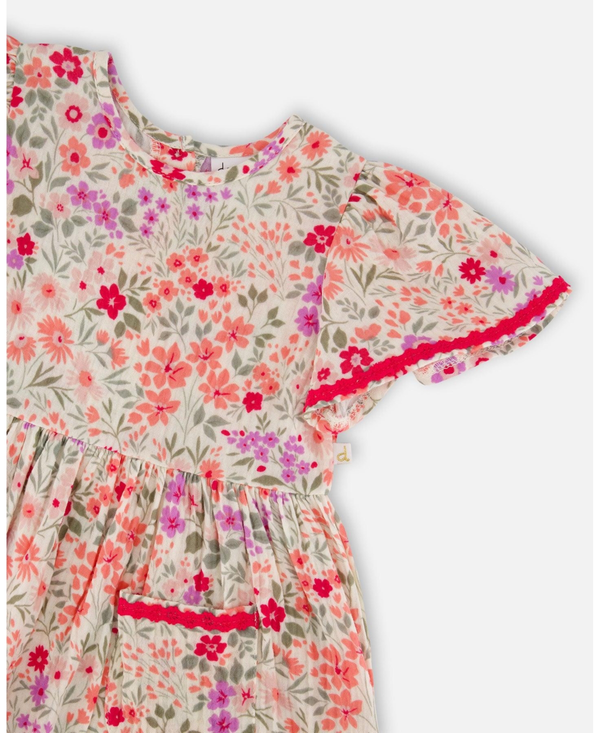 Deux par Baby Girls Muslin Dress with Printed Flowers