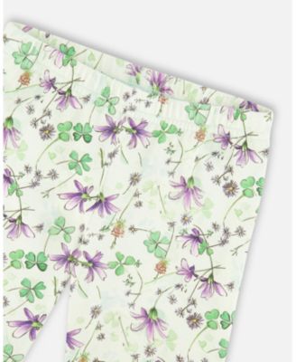 Big Girls Jersey Tunic and Cotton Capri Set Printed Flowers