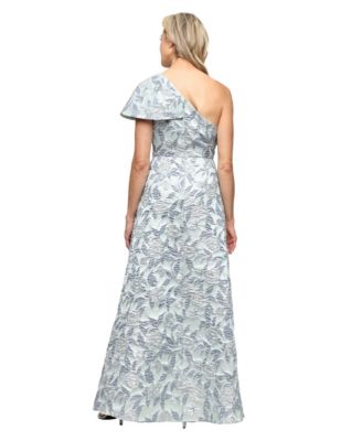 Petite One-Shoulder Jacquard Gown