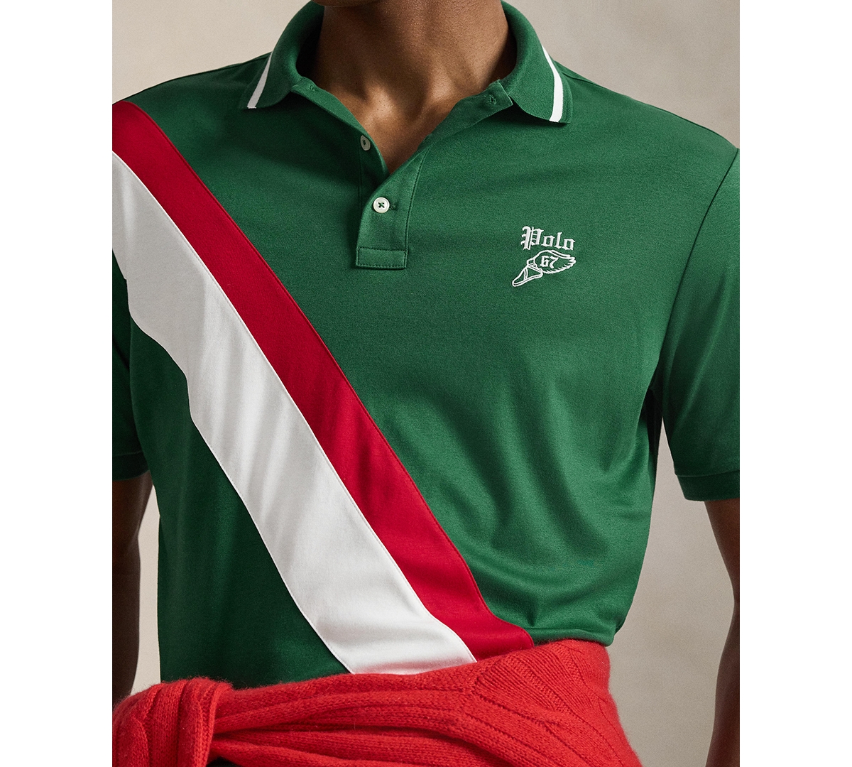 Polo Ralph Lauren Men's Striped Piecing Short-Sleeve Shirt